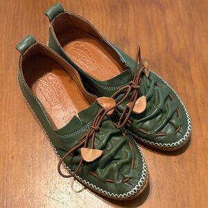 Spring Step Green Leather Slip-On Women's Shoes